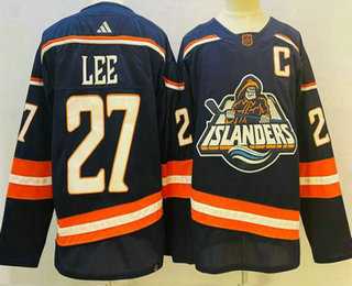Mens New York Islanders #27 Anders Lee Blue 2022 Reverse Retro Stitched Jersey->new york islanders->NHL Jersey